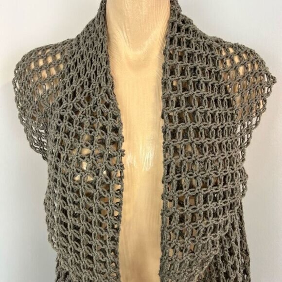 Vintage Women’s One Size Knit Crotchet Cardigan Shawl Wrap Fishnet Grunge - Picture 7 of 10